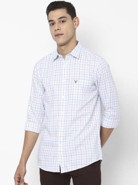 

Allen Solly Men Blue & White Grid Tattersall Checked Slim Fit Casual Shirt