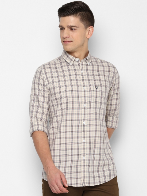 

Allen Solly Men Beige Slim Fit Checked Casual Shirt