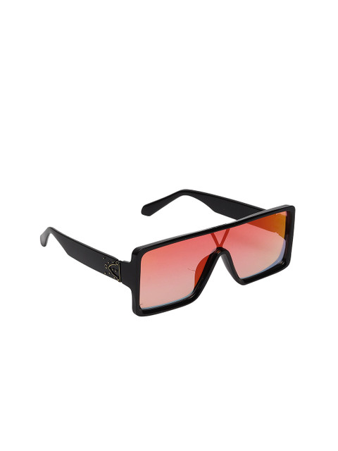

CELEBRITY SUNGLASSES Unisex Pink Lens & Black Full Rim Rectangle Sunglasses