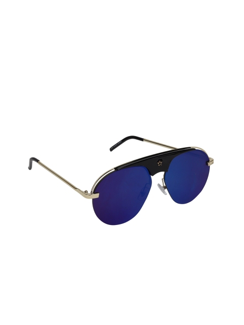 

CELEBRITY SUNGLASSES Blue Lens & Gold-Toned Wayfarer Sunglasses with UV Protected Lens