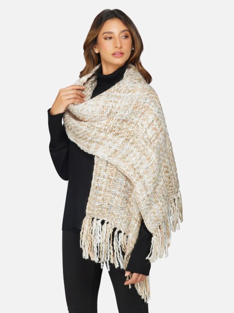 

FABNEST Women Off White & Beige Scarf
