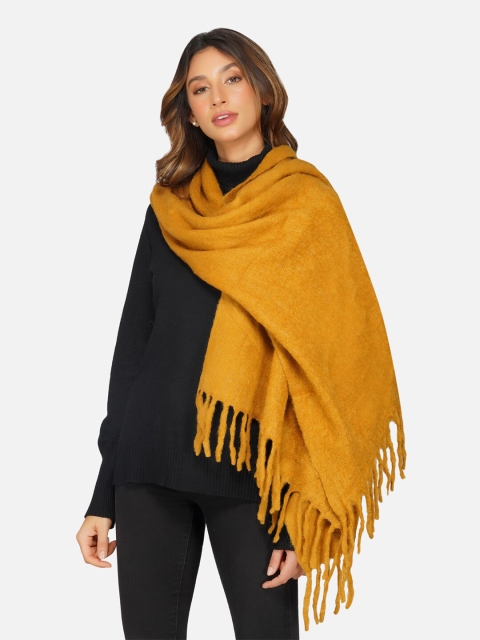 

FABNEST Women Mustard Yellow Wool Scarf