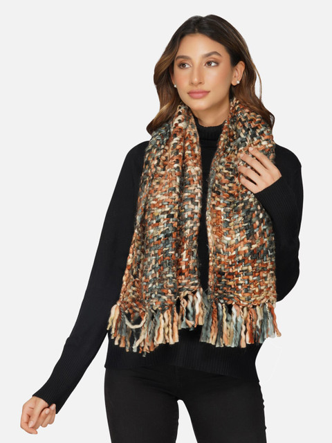 

FABNEST Women Multicolor Self Designed Winter Scarves, Brown