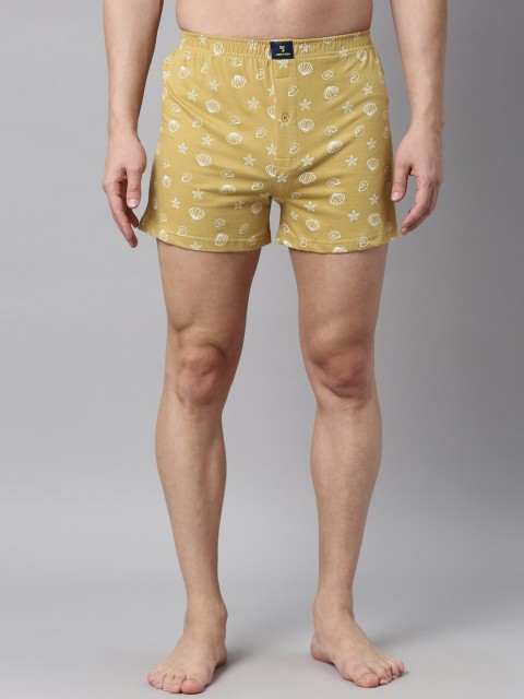 

Joven Men Beige & White Printed Pure Cotton Boxers