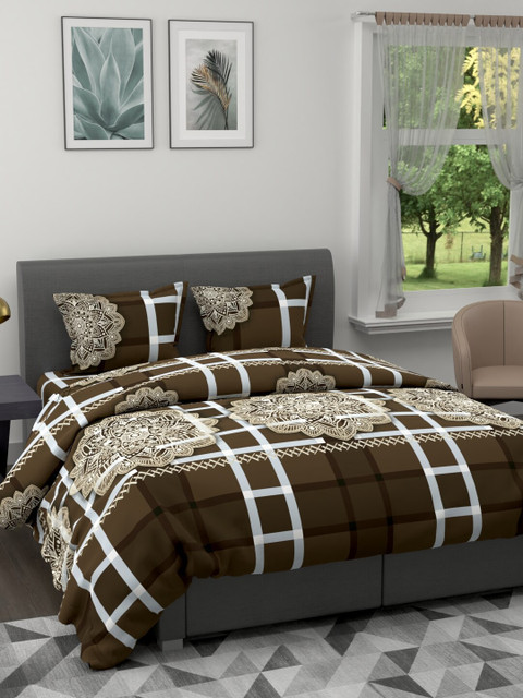 

BIANCA Brown & White AC Room 150 GSM Double Bed Comforter, Bedsheet & Pillow Covers