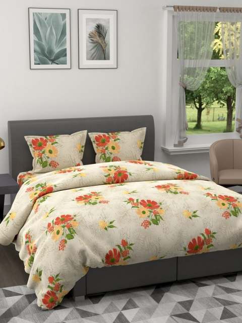 

BIANCA Beige & Red Geometric Printed Cotton 150 GSM Double King Bedding Set