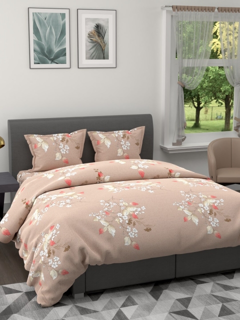 

BIANCA Beige & White Floral Microfiber AC Room 150 GSM Double Bed Comforter