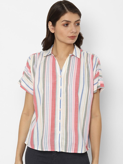

Allen Solly Woman Women Multicoloured Opaque Modal Striped Casual Shirt, Multi