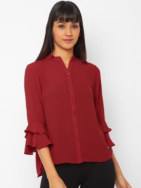 

Allen Solly Woman Women Maroon Opaque Casual Shirt
