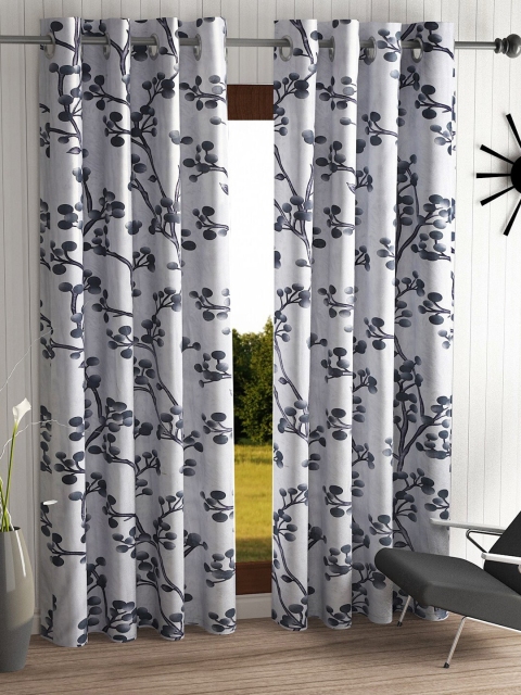 

Home Sizzler Grey Floral Printed Set of 2 Long Door Curtain