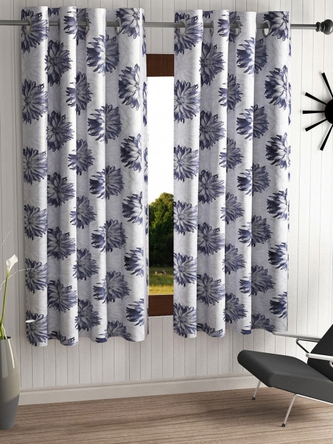 

Home Sizzler Set Of 2 Grey Floral Printed Window Curtain