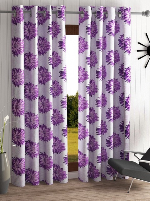 

Home Sizzler Purple & White Set of 2 Floral Long Door Curtain