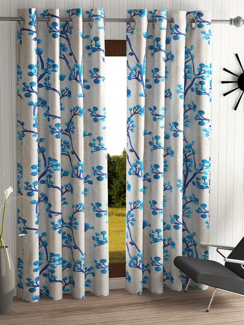 

Home Sizzler Beige & Blue Set of 2 Floral Door Curtain