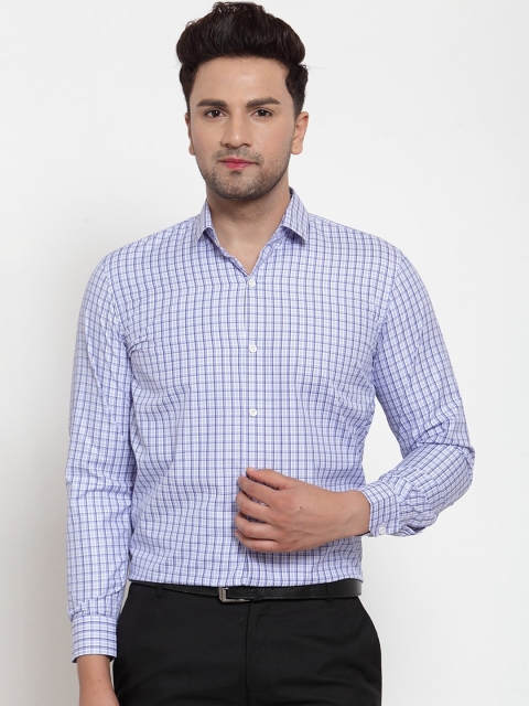 

JAINISH Men Blue Smart Opaque Checked Formal Shirt