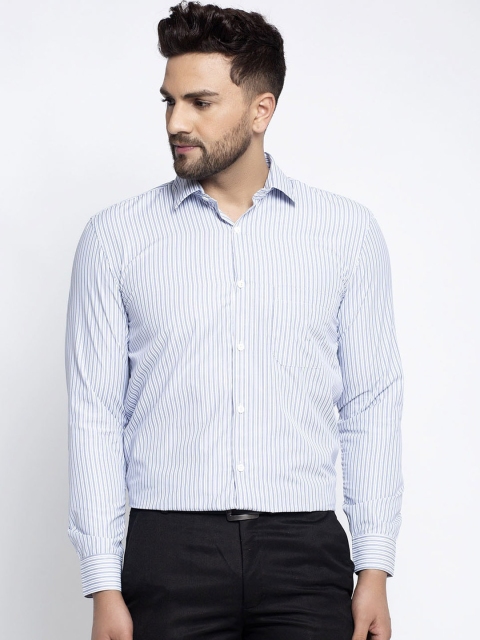

JAINISH Men Blue Smart Opaque Striped Formal Shirt