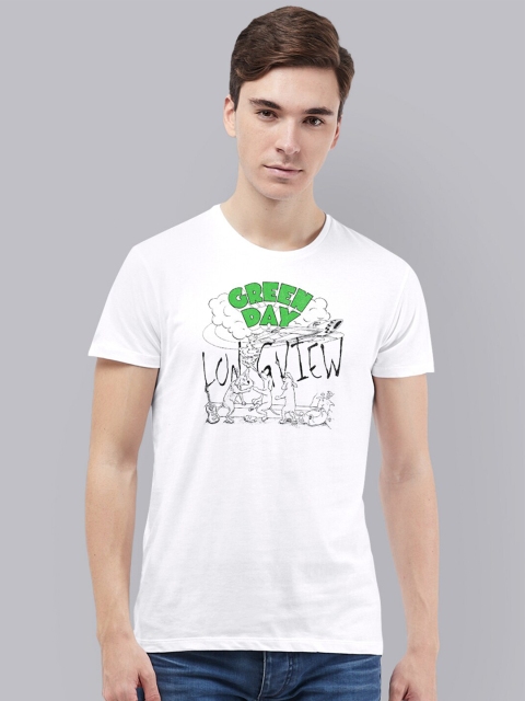 

Free Authority Men White Green Day Printed Pure Cotton T-shirt