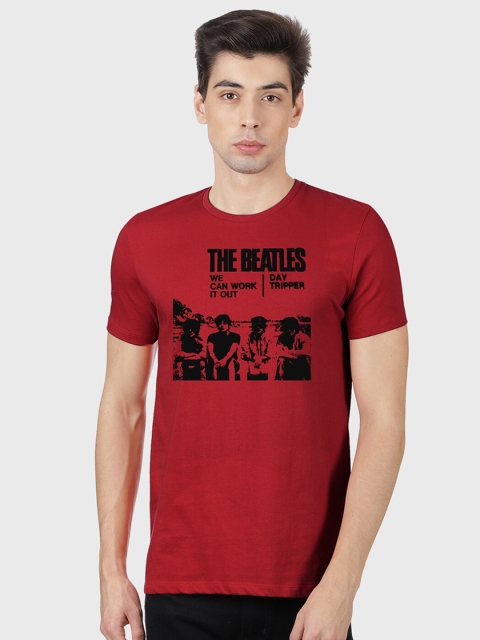 

Free Authority Men Red THE BEATLES Printed Cotton Pure Cotton T-shirt