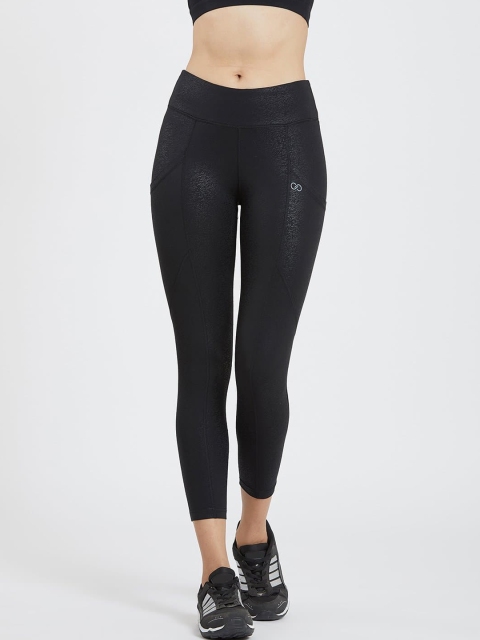 

CREEZ Women Black Solid Skinny Fit Antimicrobial Rapid Dry Tights