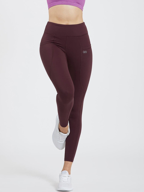 

CREEZ Women Burgundy Solid Skinny Fit Antimicrobial Rapid Dry Tights