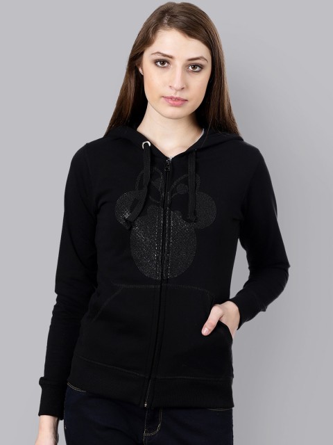 

Free Authority Women Black Pure Cotton Mickey Featured Hooded Sweatshirt