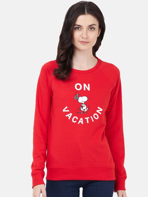 

Free Authority Women Red Peanuts Printed Cotton Sweatshirt