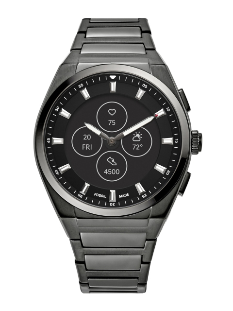 

Fossil Men Grey Solid Everett Hybrid HR Gunmetal Smartwatch FTW7054
