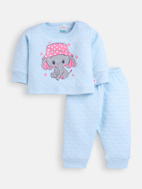

AMUL Kandyfloss Unisex Kids Blue & Grey Printed Night Suit