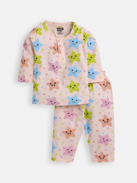 

AMUL Kandyfloss Unisex Kids Orange & Green Printed Night suit