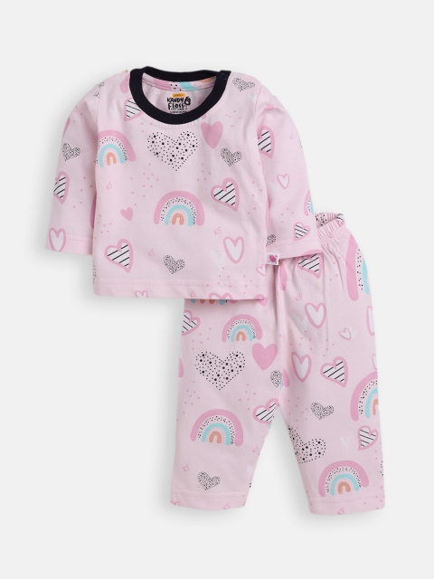 

AMUL Kandyfloss Unisex Kids Pink & Turquoise Blue Printed Night suit