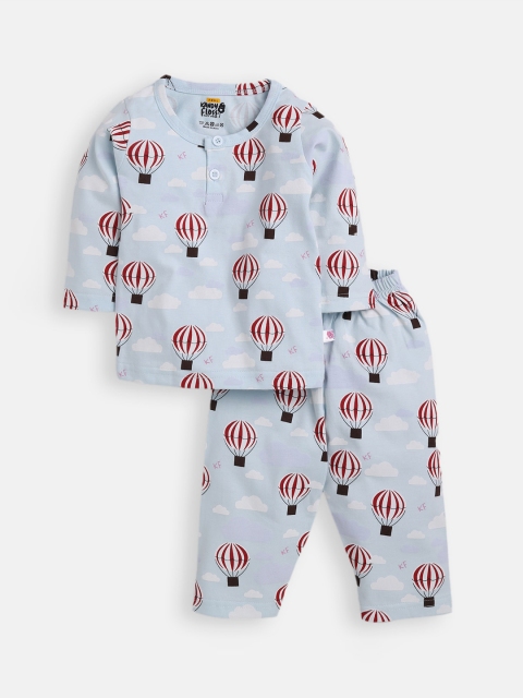 

AMUL Kandyfloss Unisex Kids Blue & Red Printed Night suit