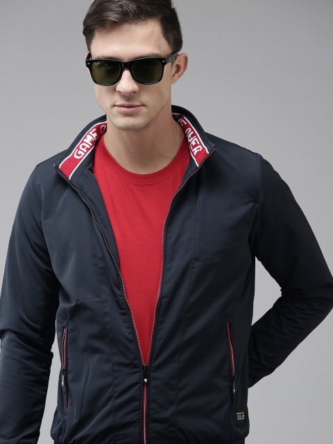 

SPYKAR Men Navy Blue Solid Lightweight Tailored Jacket