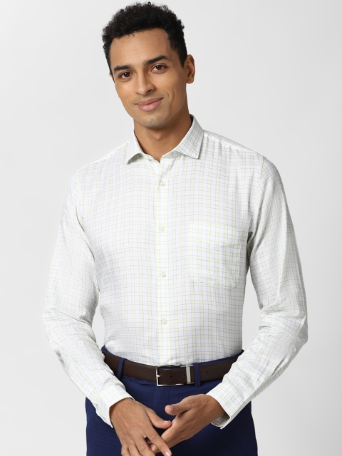

Peter England Men Yellow Pure Cotton Slim Fit Opaque Checked Formal Shirt