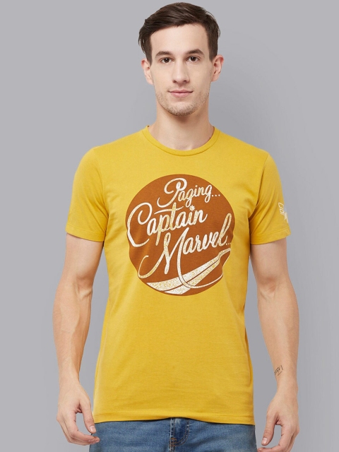

Free Authority Men Mustard Yellow Captain Marvel Printed T-shirt