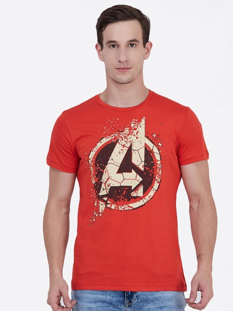 

Free Authority Men Orange & Cream-Coloured Avengers Printed Pure Cotton T-shirt
