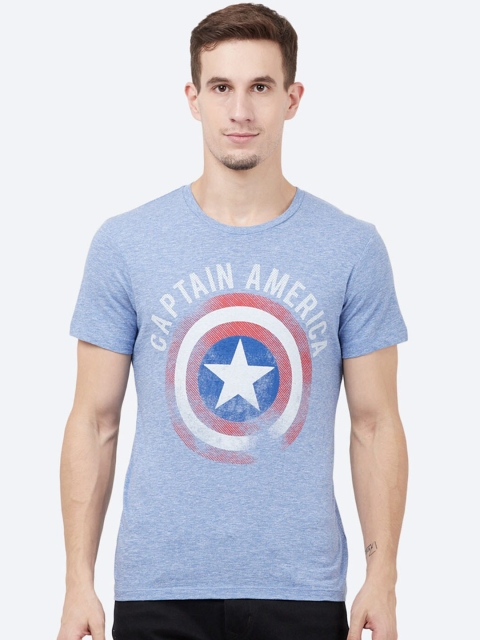 

Free Authority Men Blue Captain America Printed T-shirt