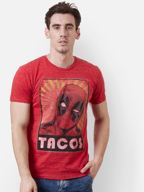 

Free Authority Men Red & Yellow Deadpool Printed T-shirt