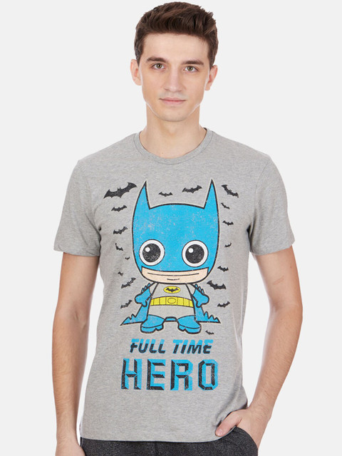 

Free Authority Men Grey & Blue Batman Printed Cotton T-shirt