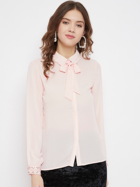 

Madame Women Peach-Coloured Opaque Casual Shirt