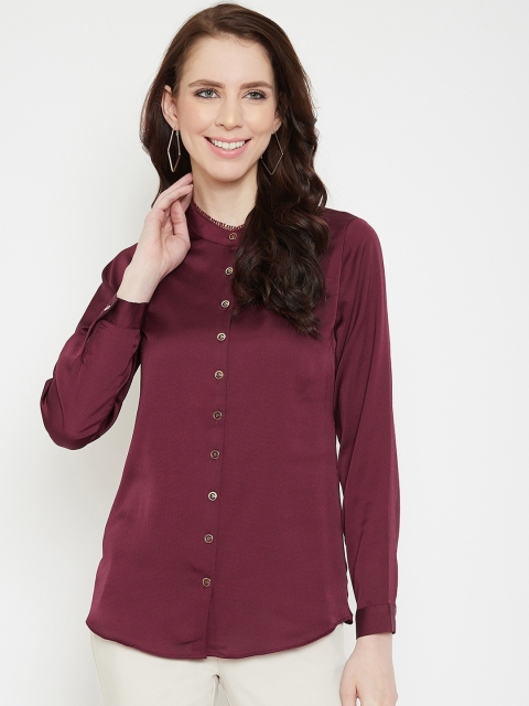 

Madame Women Maroon Opaque Casual Shirt