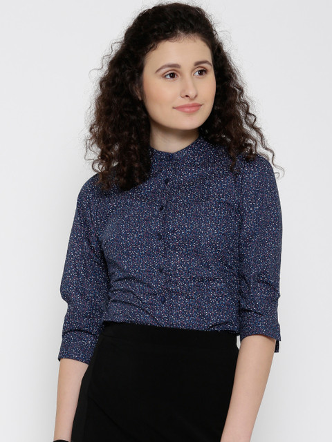 

Park Avenue Women Navy Blue Printed Casual Shirt