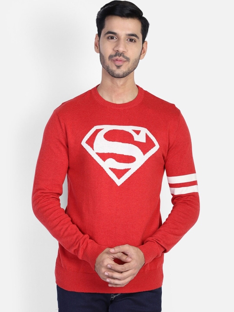 

Free Authority Men Red Superman Printed Sweater