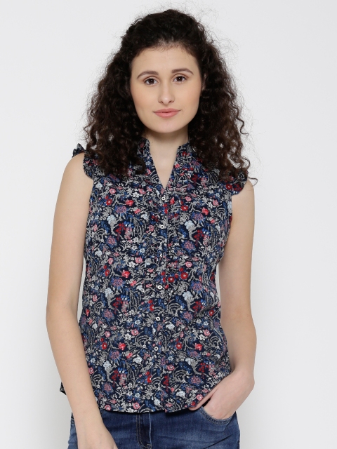 

Park Avenue Women Navy Blue Printed Casual Shirt