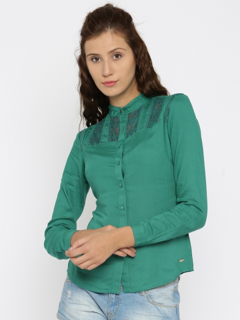 

Park Avenue Women Green Regular Fit Casual Shirt