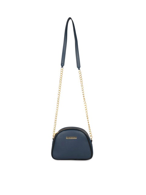 

Bagsy Malone Blue PU Structured Sling Bag with Applique