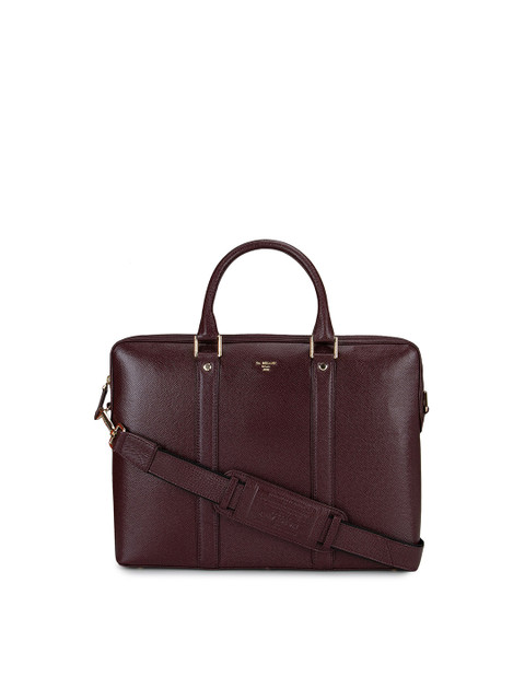 

Da Milano Unisex Burgundy Textured Leather Laptop Bag