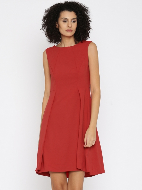 

Park Avenue Women Red Solid Fit & Flare Dress