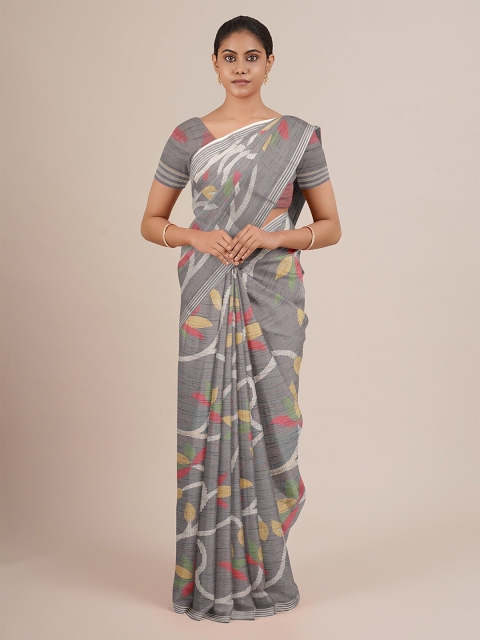 

Pothys Grey & Yellow Woven Design Jute Silk Saree