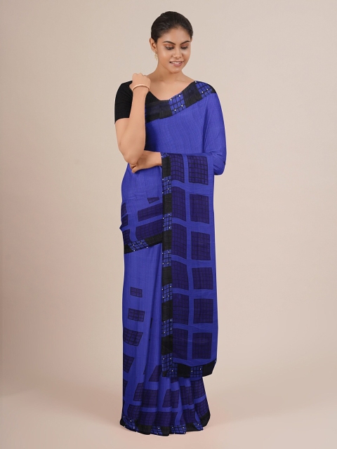 

Pothys Blue & Black Printed Saree