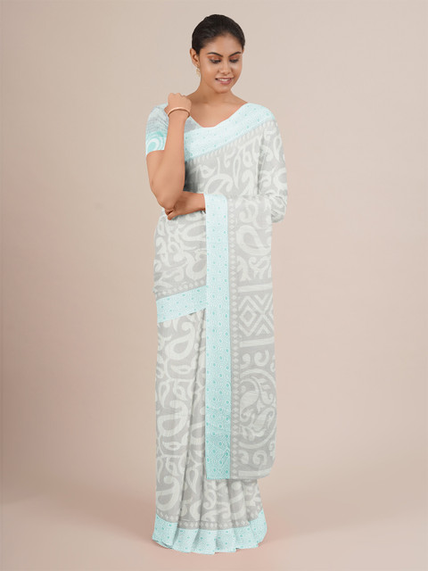 

Pothys Grey & Sea Green Saree