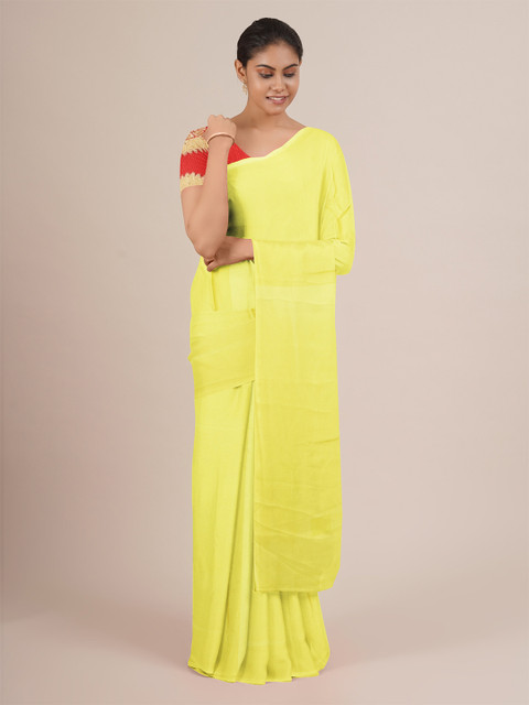 

Pothys Yellow Satin Saree